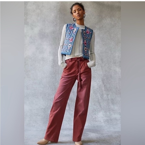 Anthropologie X Pilcro | The Long Bow Barrel Leg Rust Red Pants Size 28/6 - Picture 1 of 11